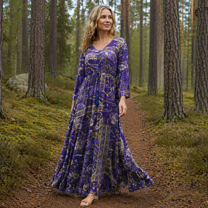 Damen Boho Maxikleid Langes Sommerkleid Viscose Loose Fit - Image 6