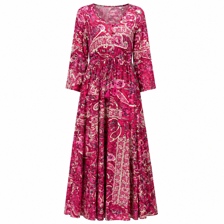 Damen Boho Maxikleid Langes Sommerkleid Viscose Loose Fit - Image 7