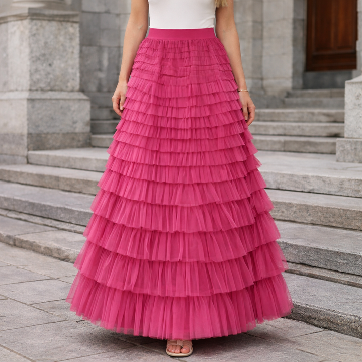 Damen Tüllrock Maxi Lagenlook - Image 3