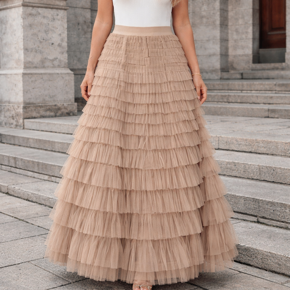 Damen Tüllrock Maxi Lagenlook - Image 2