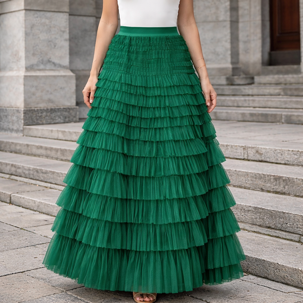 Damen Tüllrock Maxi Lagenlook