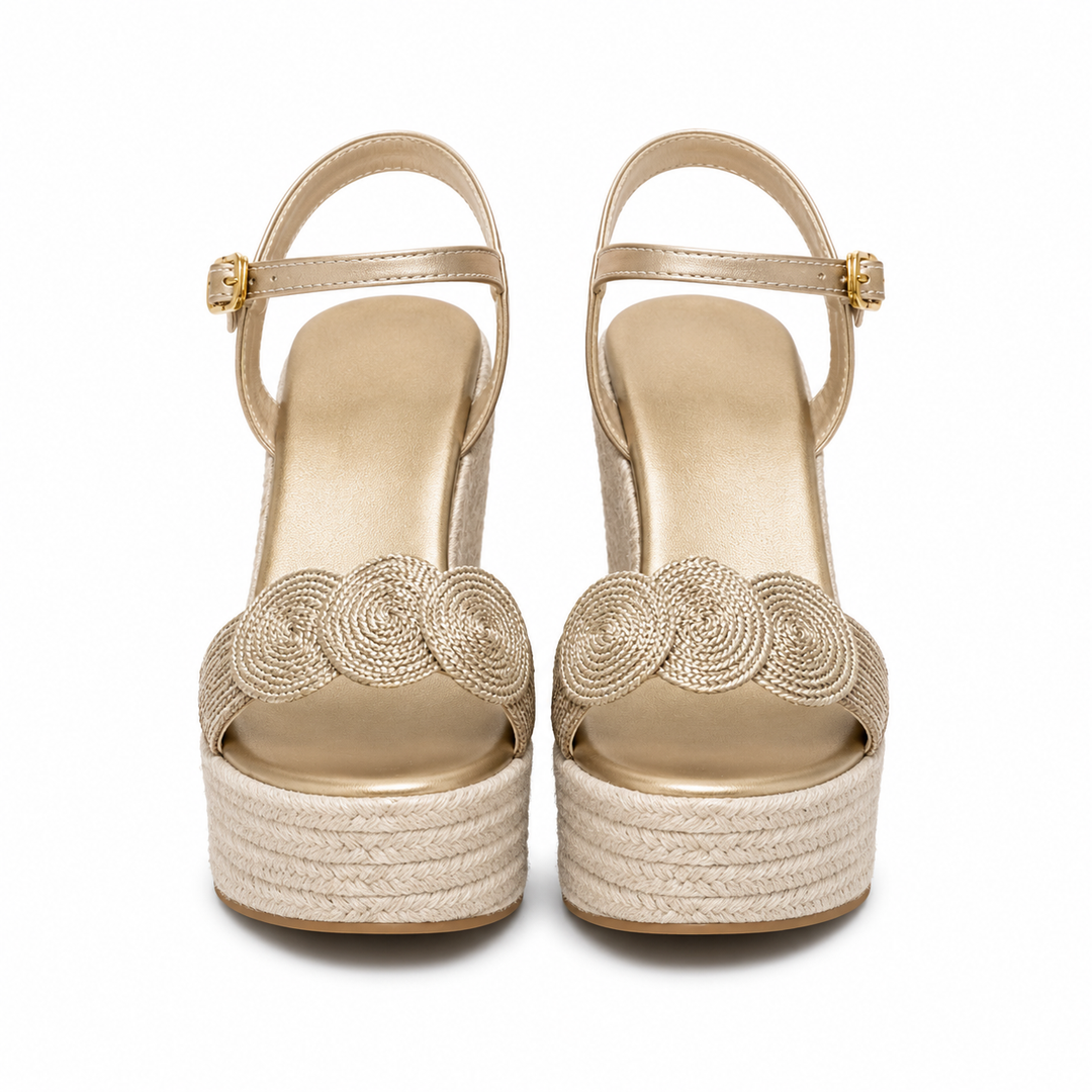 Damen Keilsandalen Plateau Espadrilles Knöchelriemen Gepolstert - Image 6