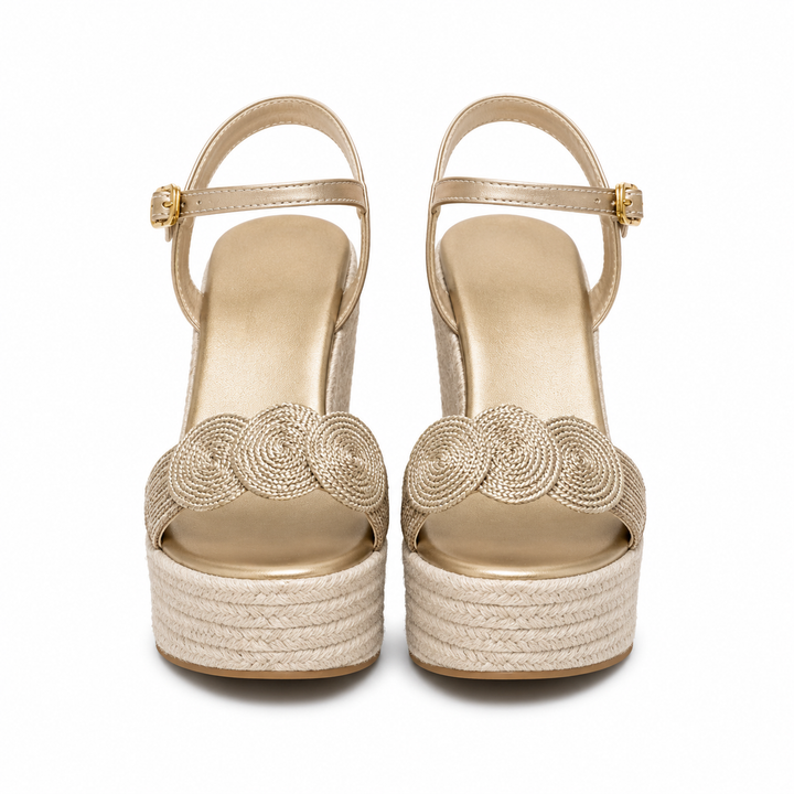 Damen Keilsandalen Plateau Espadrilles Knöchelriemen Gepolstert - Image 6