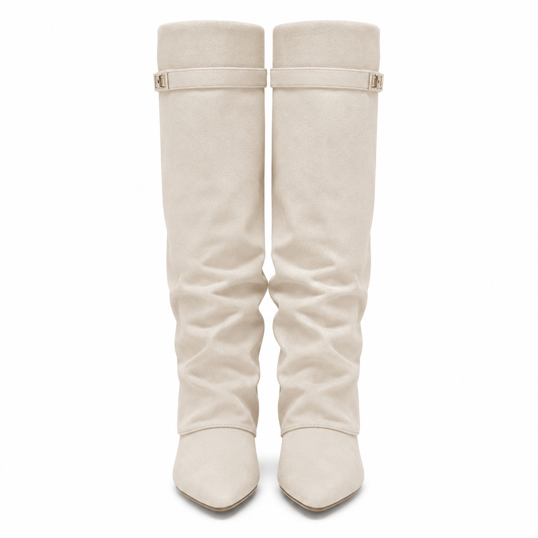 Damen Kniehohe Stiefel Veloursleder Blockabsatz - Image 6