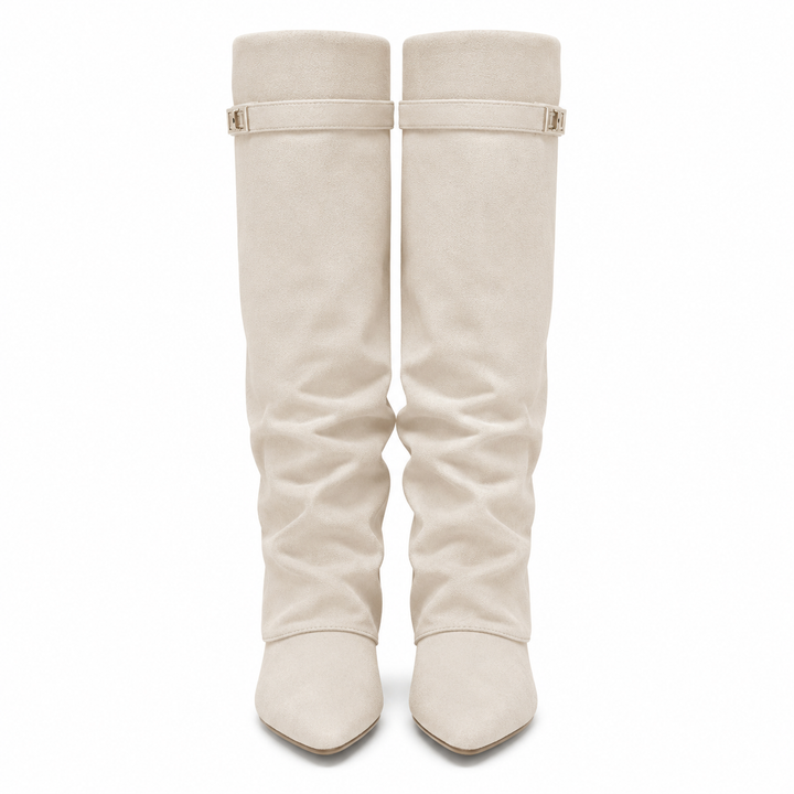 Damen Kniehohe Stiefel Veloursleder Blockabsatz - Image 6
