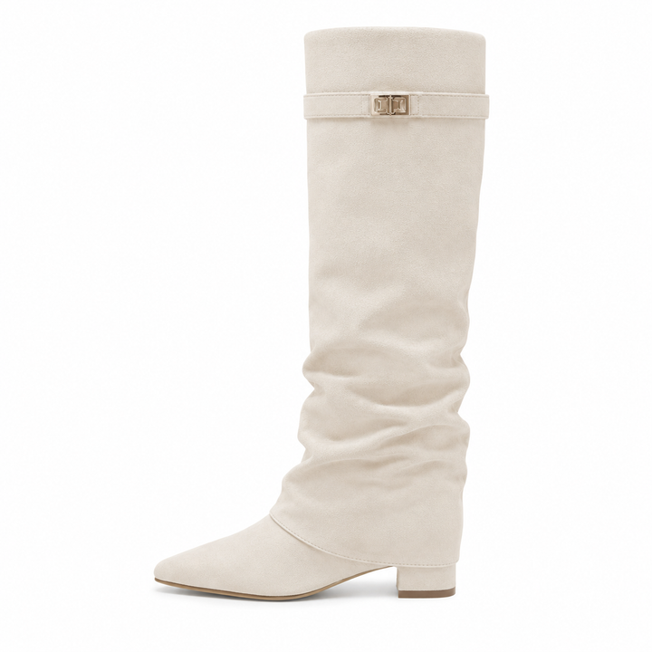 Damen Kniehohe Stiefel Veloursleder Blockabsatz - Image 7