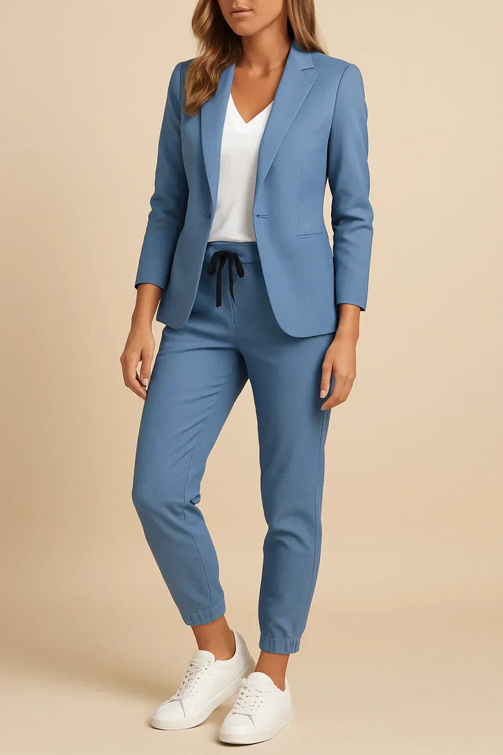 Women Two Piece Blazer Pant Set Elegant Suit - Image 3