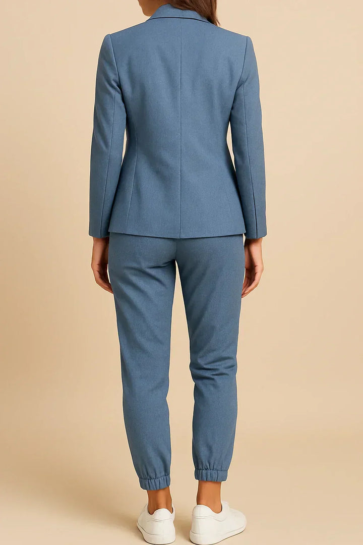 Women Two Piece Blazer Pant Set Elegant Suit