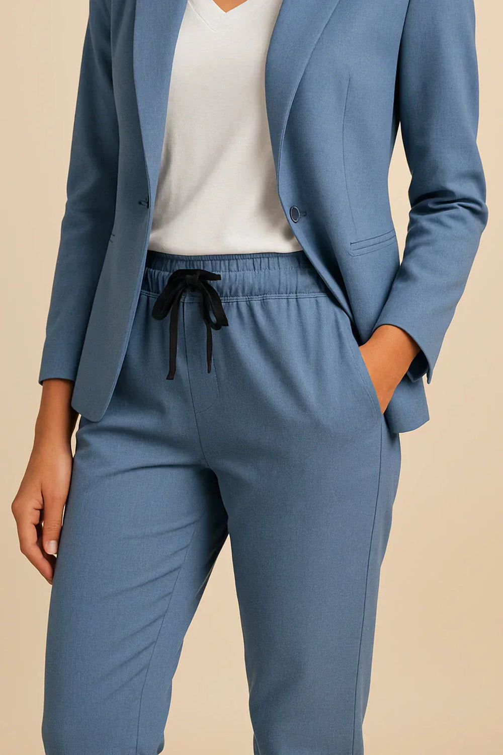 Women Two Piece Blazer Pant Set Elegant Suit - Image 2