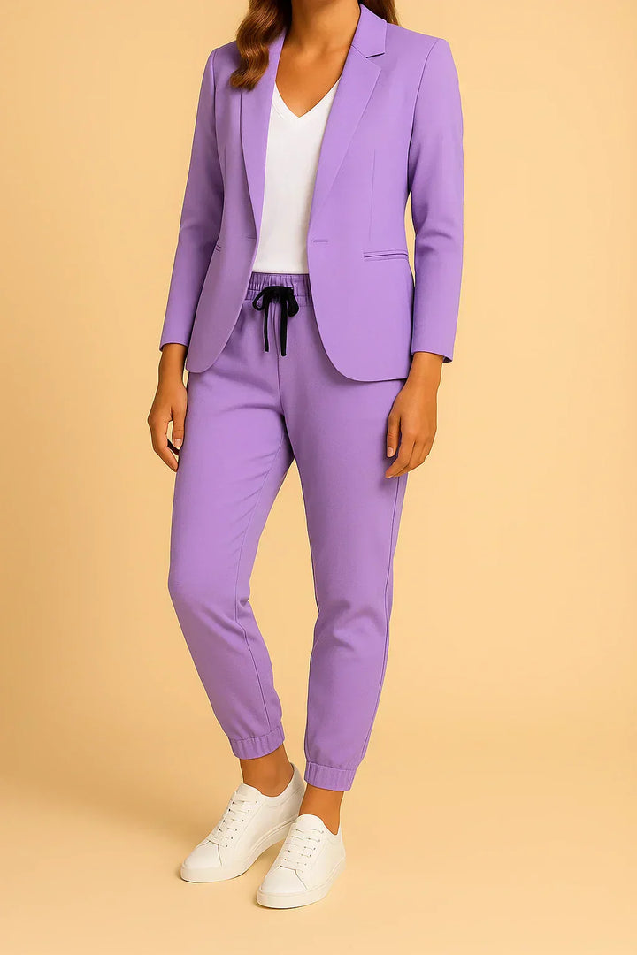 Women Two Piece Blazer Pant Set Elegant Suit - Image 4