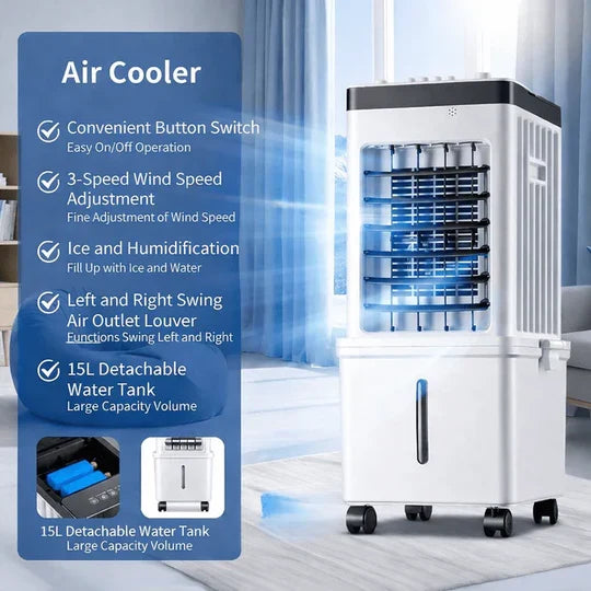 Tragbarer Luftkühler 3-in-1 Klimagerät Ventilator Luftbefeuchter