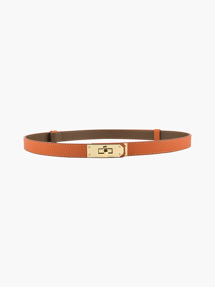 Women Skinny Belt Gold Buckle Faux Leather Adjustable - Image 5