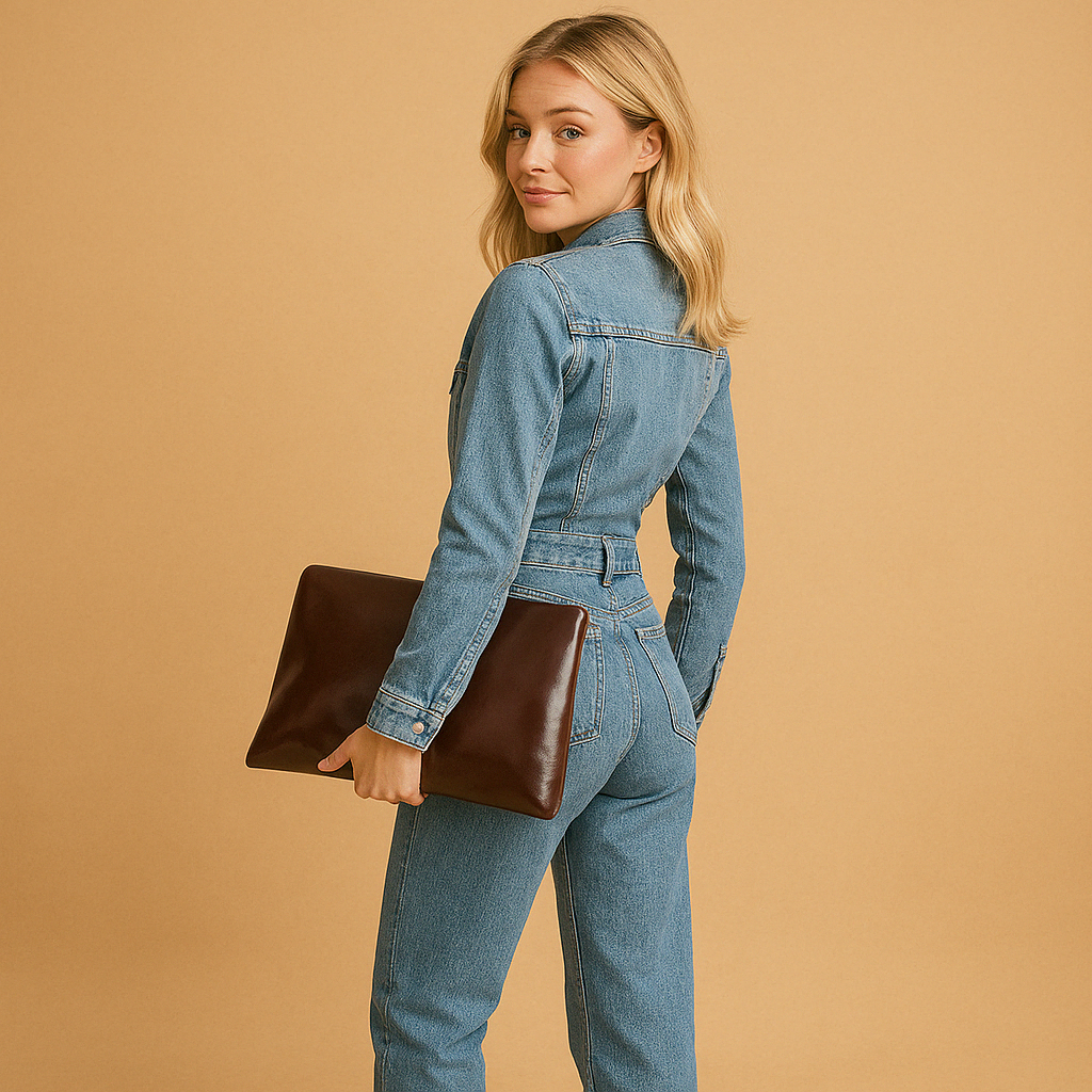 Ariadne - Denim Jumpsuit Gerade Beine Lange Ärmel