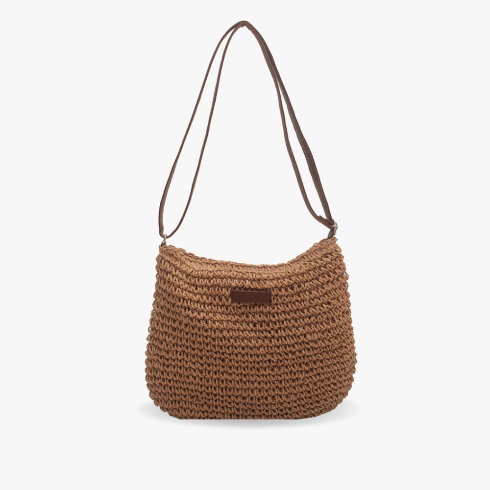 Damen Stroh Schultertasche Veganer Lederriemen Umhängetasche - Image 11