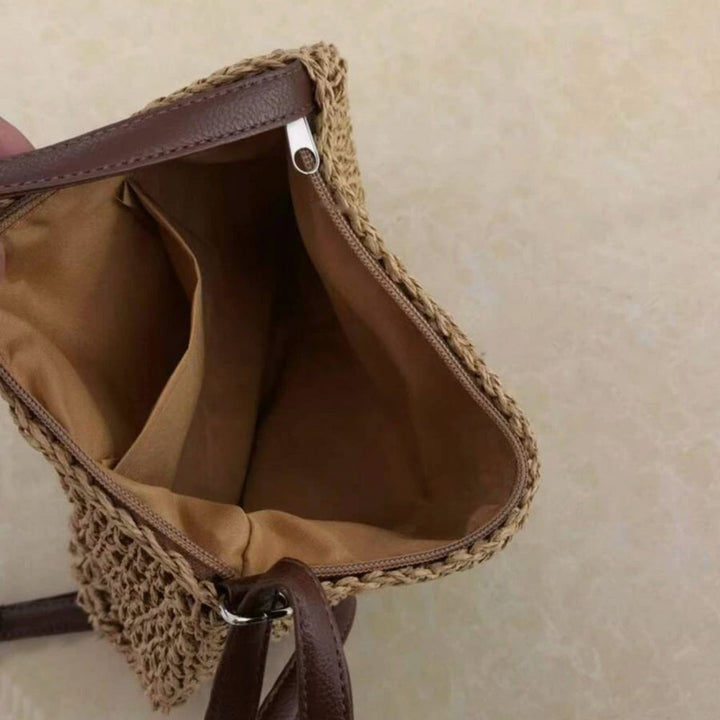 Damen Stroh Schultertasche Veganer Lederriemen Umhängetasche - Image 17