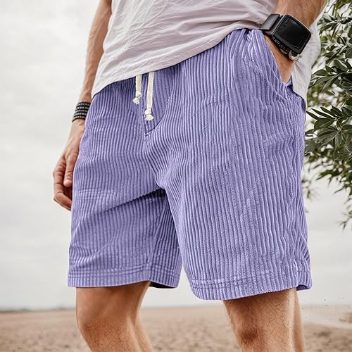 Men's Stretch Corduroy Shorts Ribbed Casual Summer - Image 9
