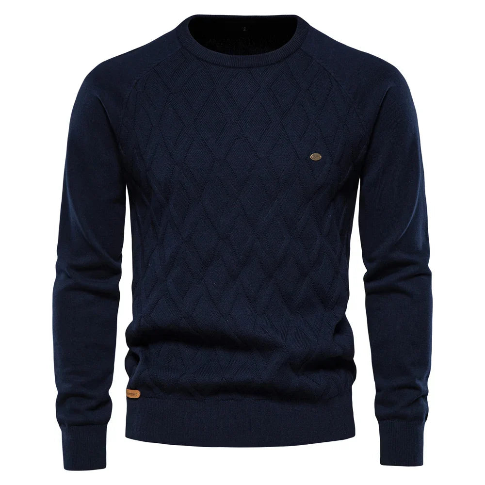 Herrenpullover mit Rautenmuster und schmaler Passform