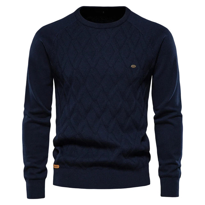 Herrenpullover mit Rautenmuster und schmaler Passform