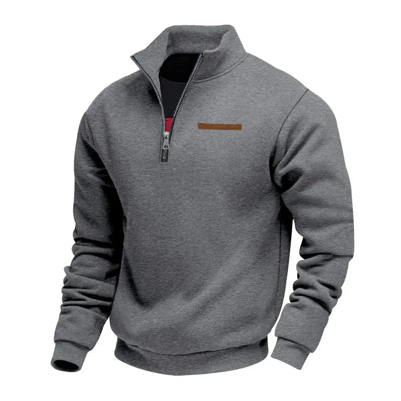 Herrenpullover mit Reißverschluss und Stehkragen