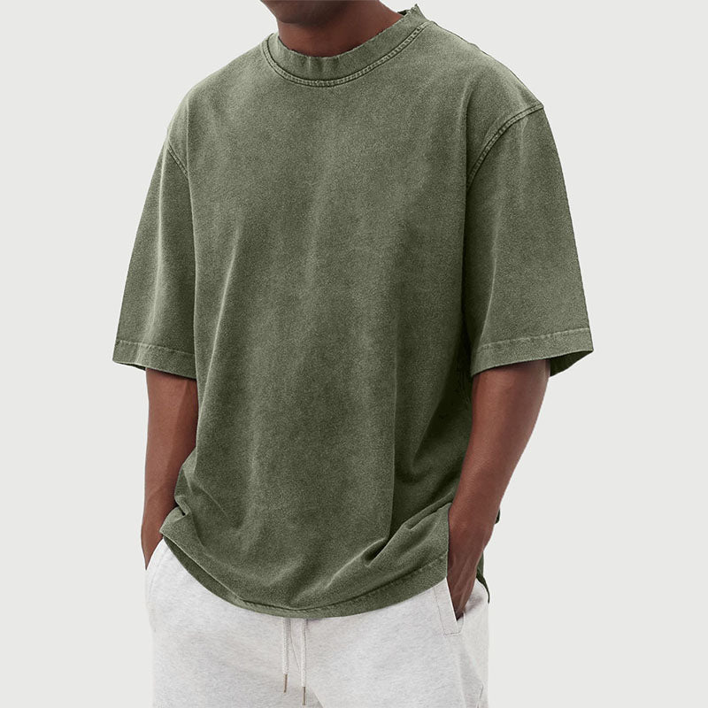 Men's cotton T-shirt with a washed look and relaxed fit