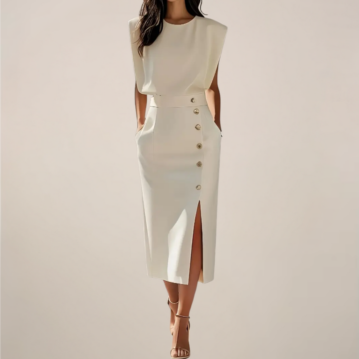 Virella - Elegantes Midi Kleid Mit Knopfdetail