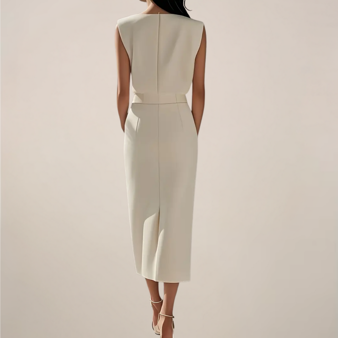 Virella - Elegantes Midi Kleid Mit Knopfdetail