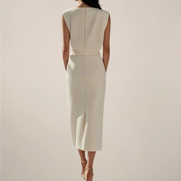 Virella - Elegantes Midi Kleid Mit Knopfdetail