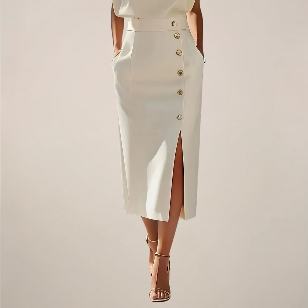 Virella - Elegantes Midi Kleid Mit Knopfdetail