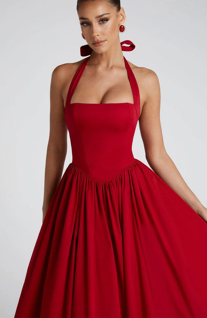 Elisara – Midi Kleid Mit Schnürung Und Korsett Struktur