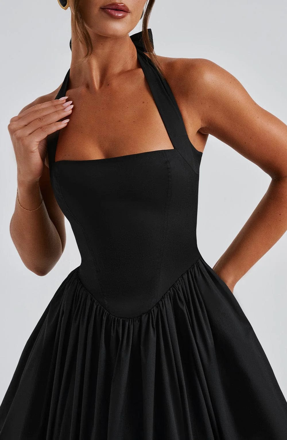 Elisara – Midi Kleid Mit Schnürung Und Korsett Struktur