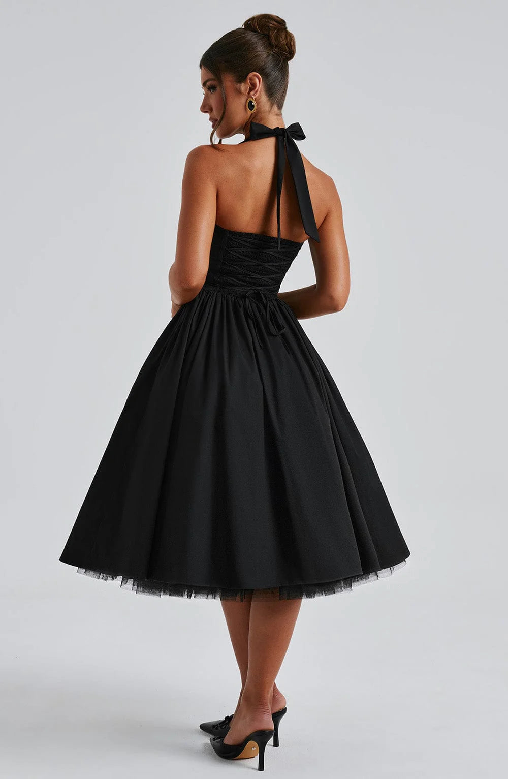 Elisara – Midi Kleid Mit Schnürung Und Korsett Struktur