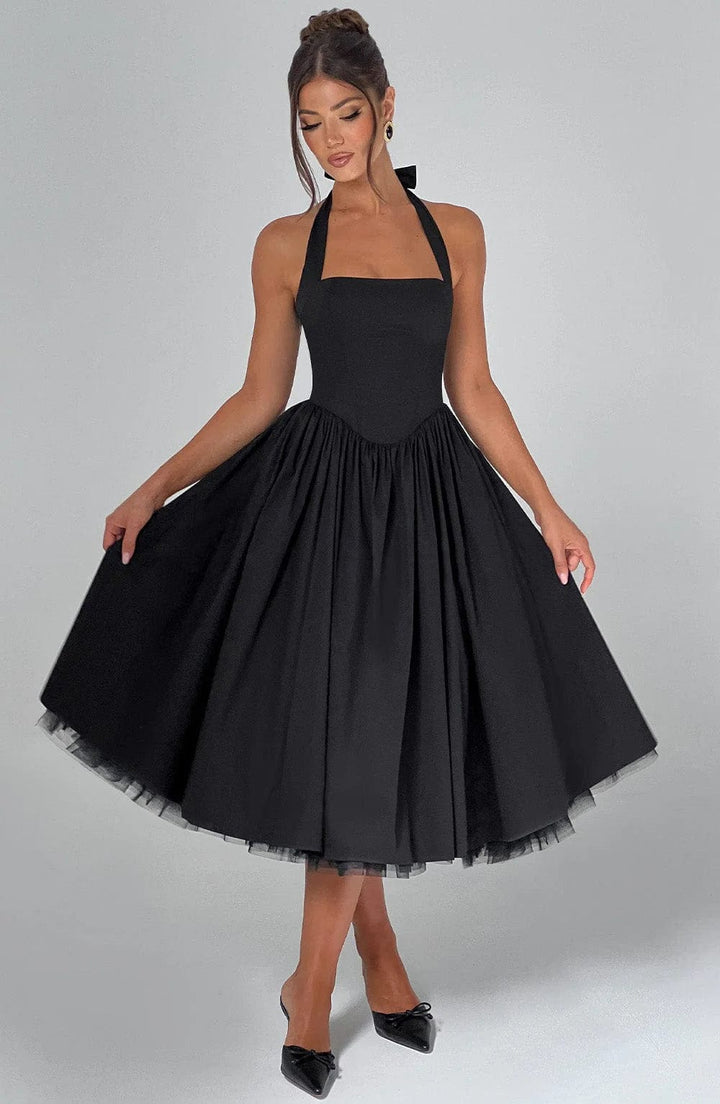Elisara – Midi Kleid Mit Schnürung Und Korsett Struktur