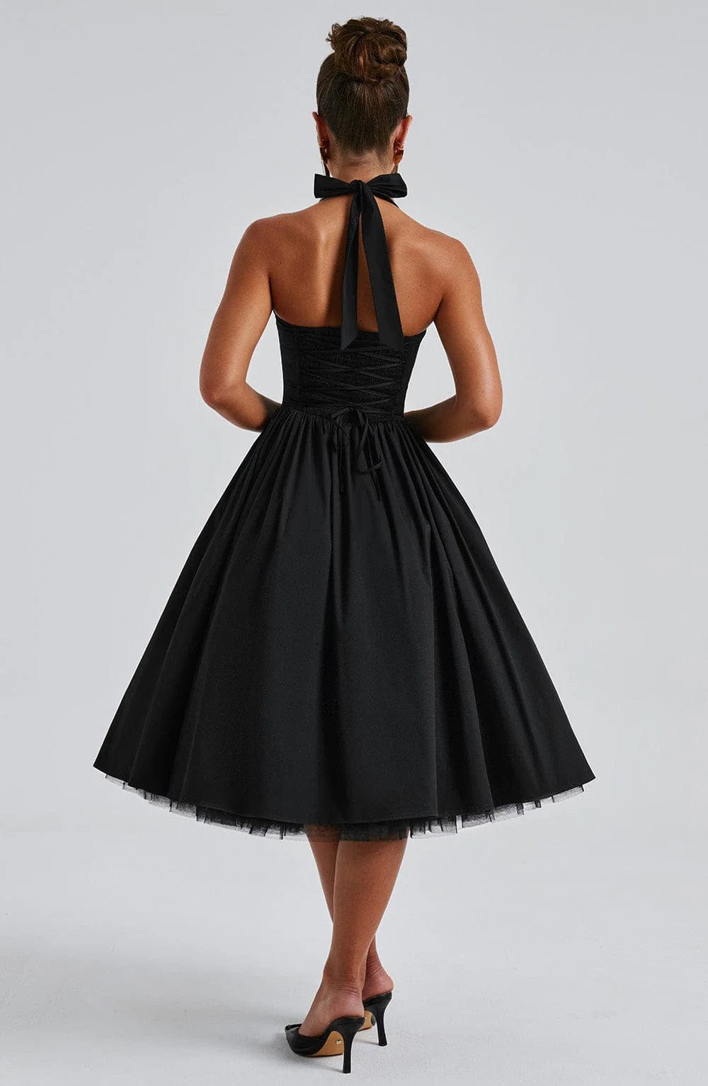 Elisara – Midi Kleid Mit Schnürung Und Korsett Struktur