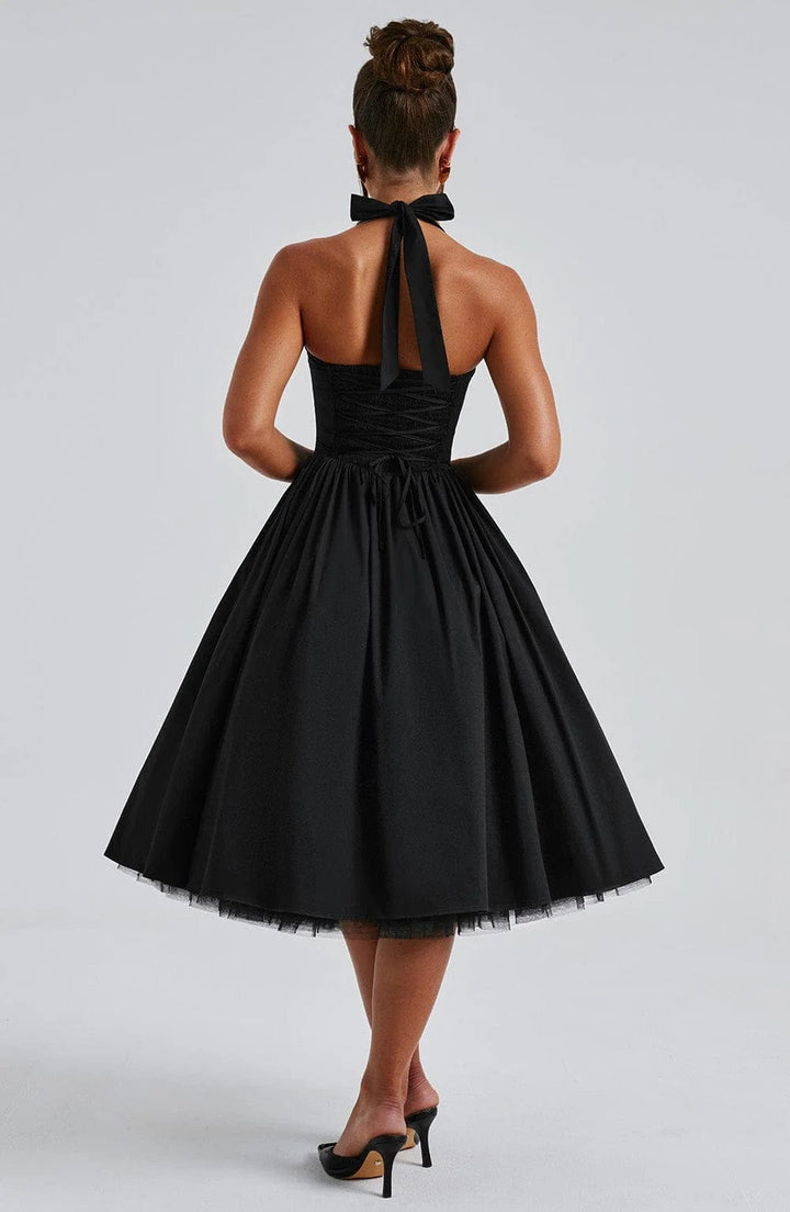 Elisara – Midi Kleid Mit Schnürung Und Korsett Struktur