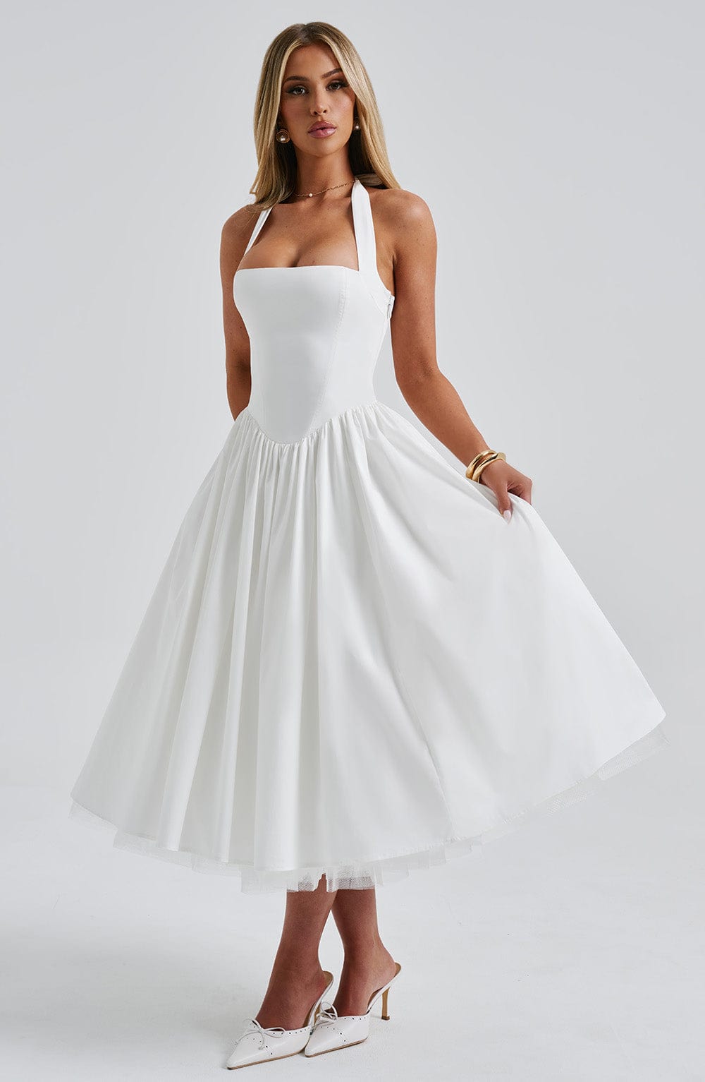 Elisara – Midi Kleid Mit Schnürung Und Korsett Struktur