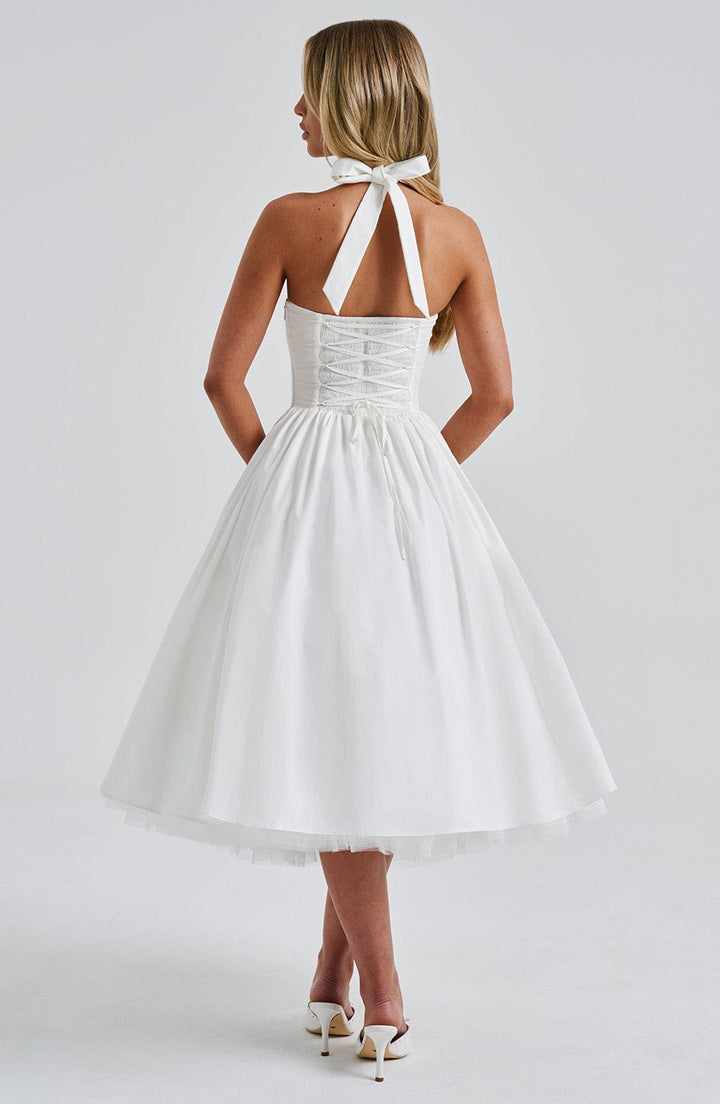Elisara – Midi Kleid Mit Schnürung Und Korsett Struktur