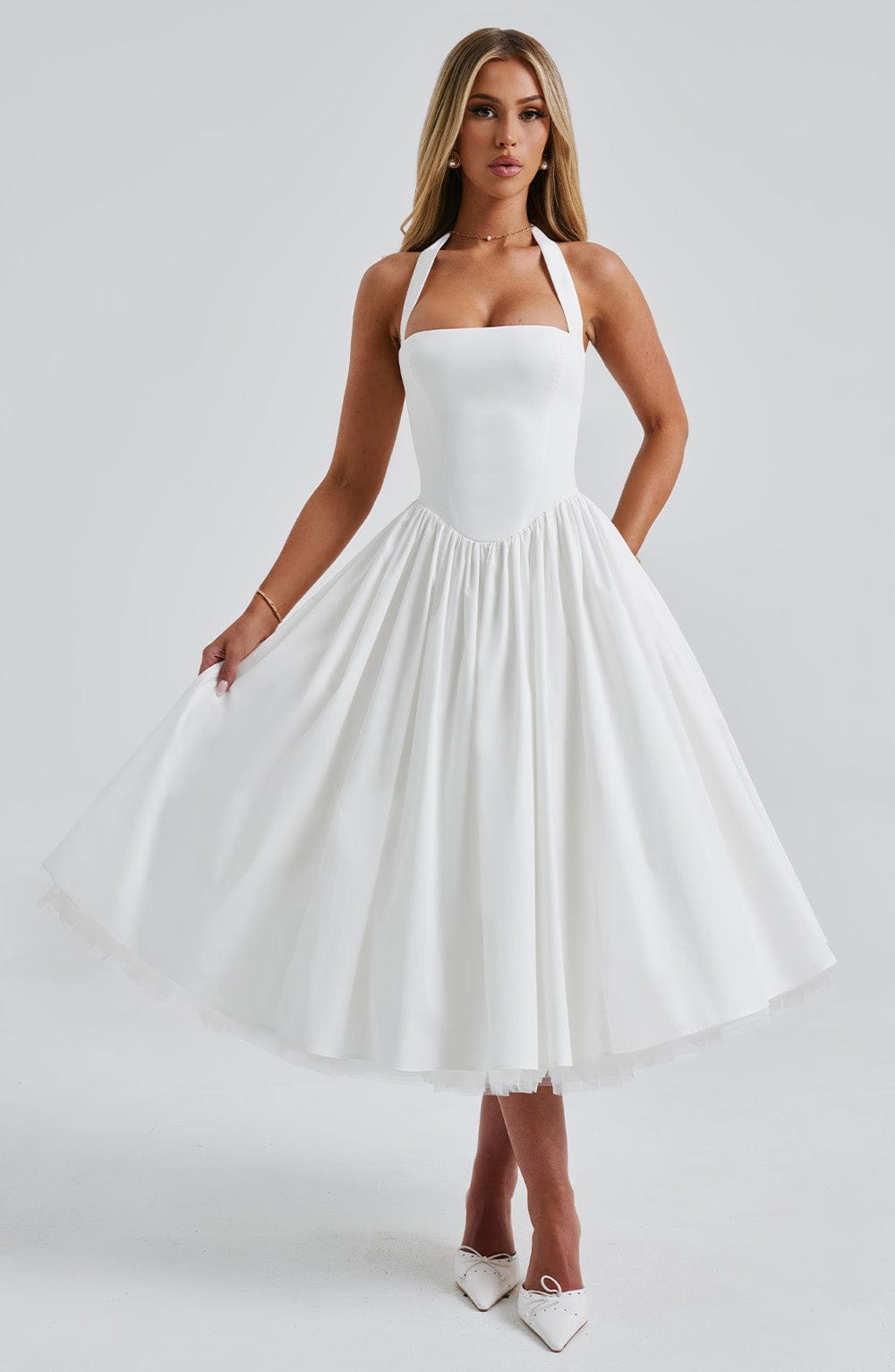 Elisara – Midi Kleid Mit Schnürung Und Korsett Struktur