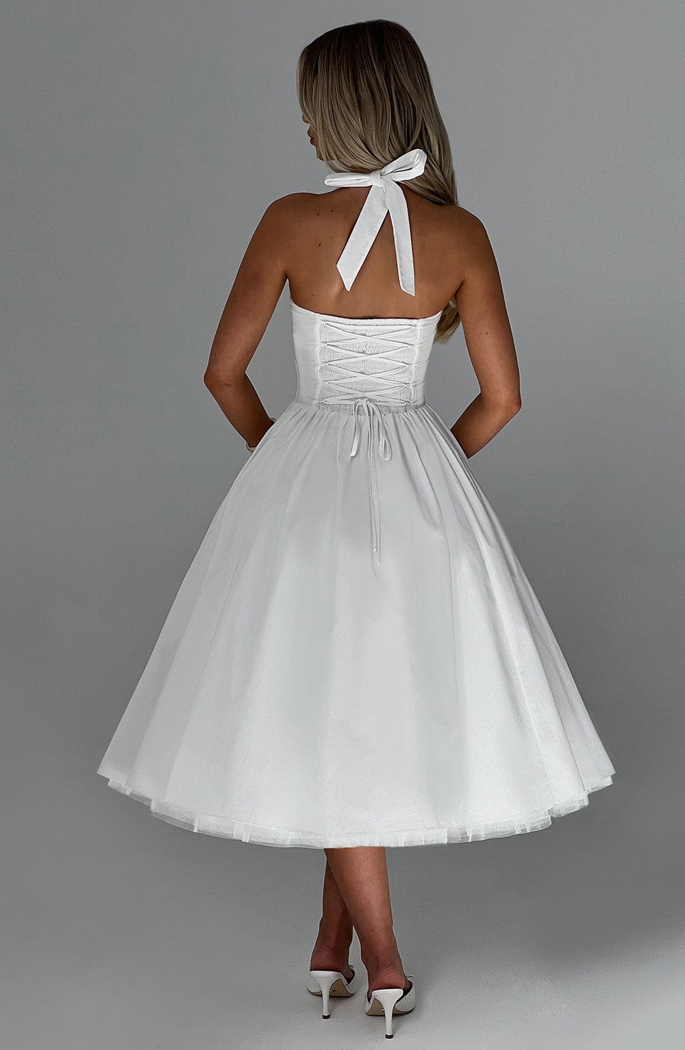 Elisara – Midi Kleid Mit Schnürung Und Korsett Struktur