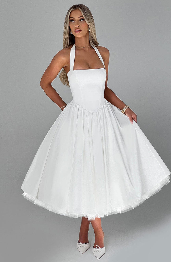Elisara – Midi Kleid Mit Schnürung Und Korsett Struktur