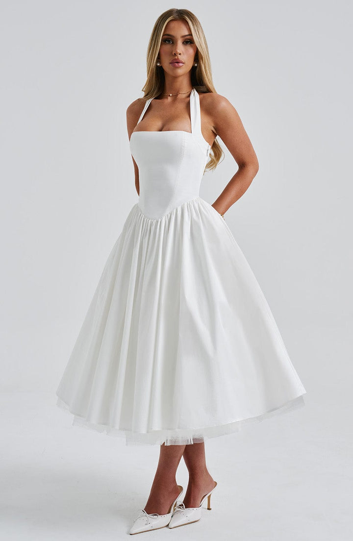 Elisara – Midi Kleid Mit Schnürung Und Korsett Struktur
