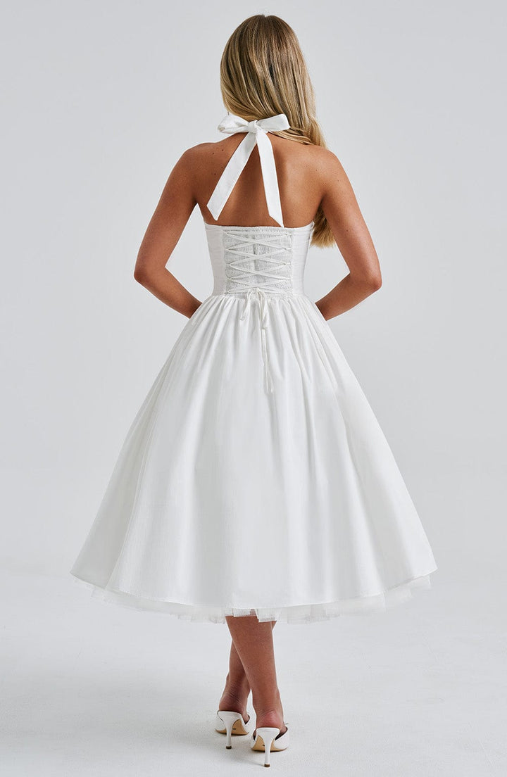 Elisara – Midi Kleid Mit Schnürung Und Korsett Struktur