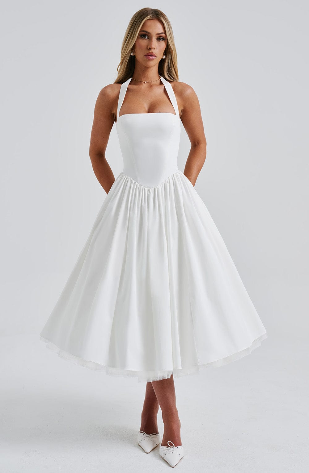 Elisara – Midi Kleid Mit Schnürung Und Korsett Struktur