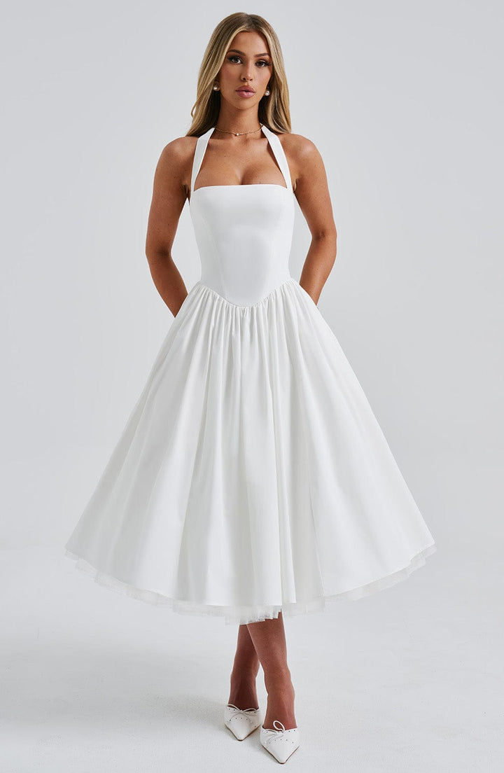 Elisara – Midi Kleid Mit Schnürung Und Korsett Struktur