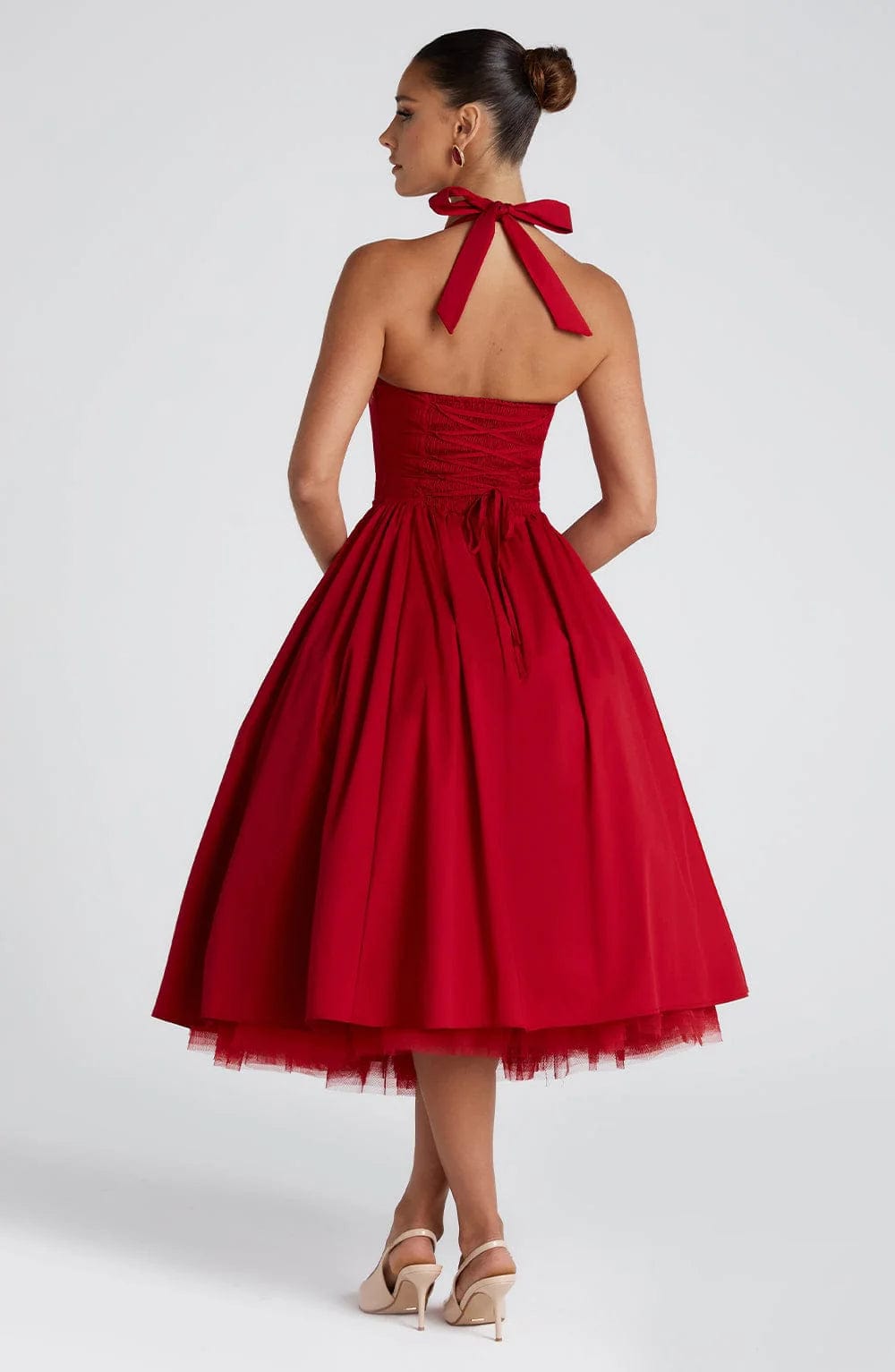 Elisara – Midi Kleid Mit Schnürung Und Korsett Struktur
