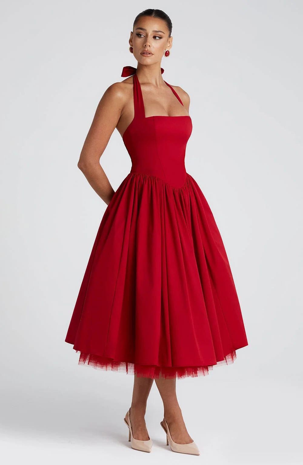 Elisara – Midi Kleid Mit Schnürung Und Korsett Struktur