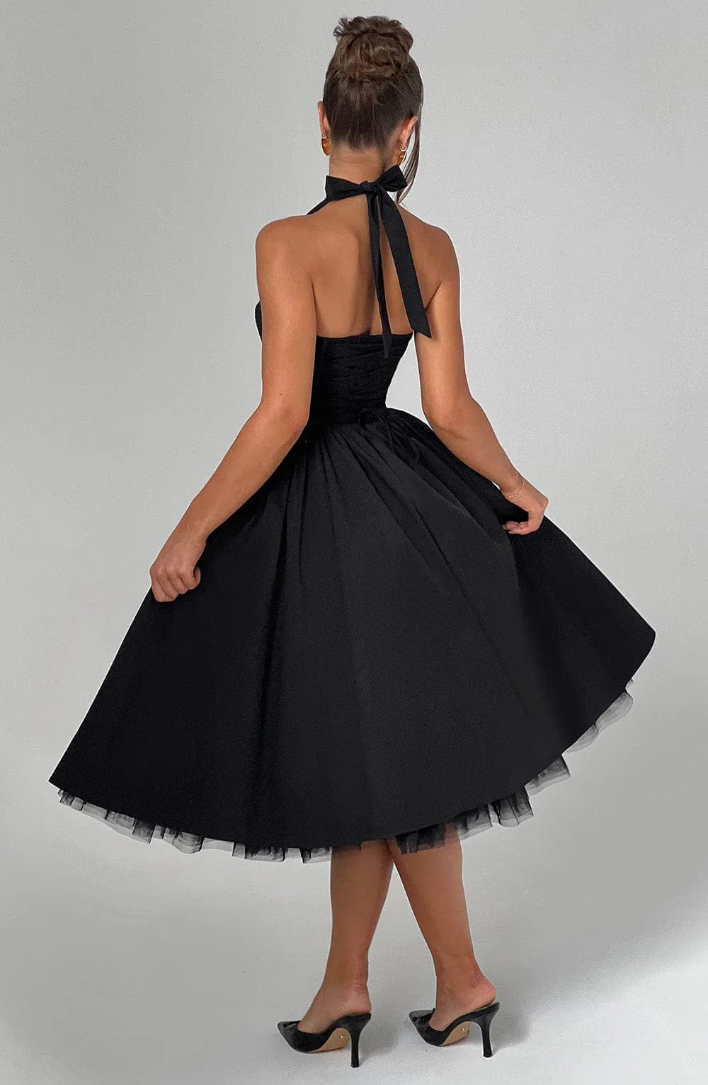 Elisara – Midi Kleid Mit Schnürung Und Korsett Struktur