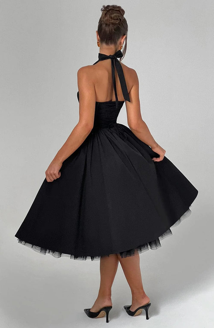 Elisara – Midi Kleid Mit Schnürung Und Korsett Struktur