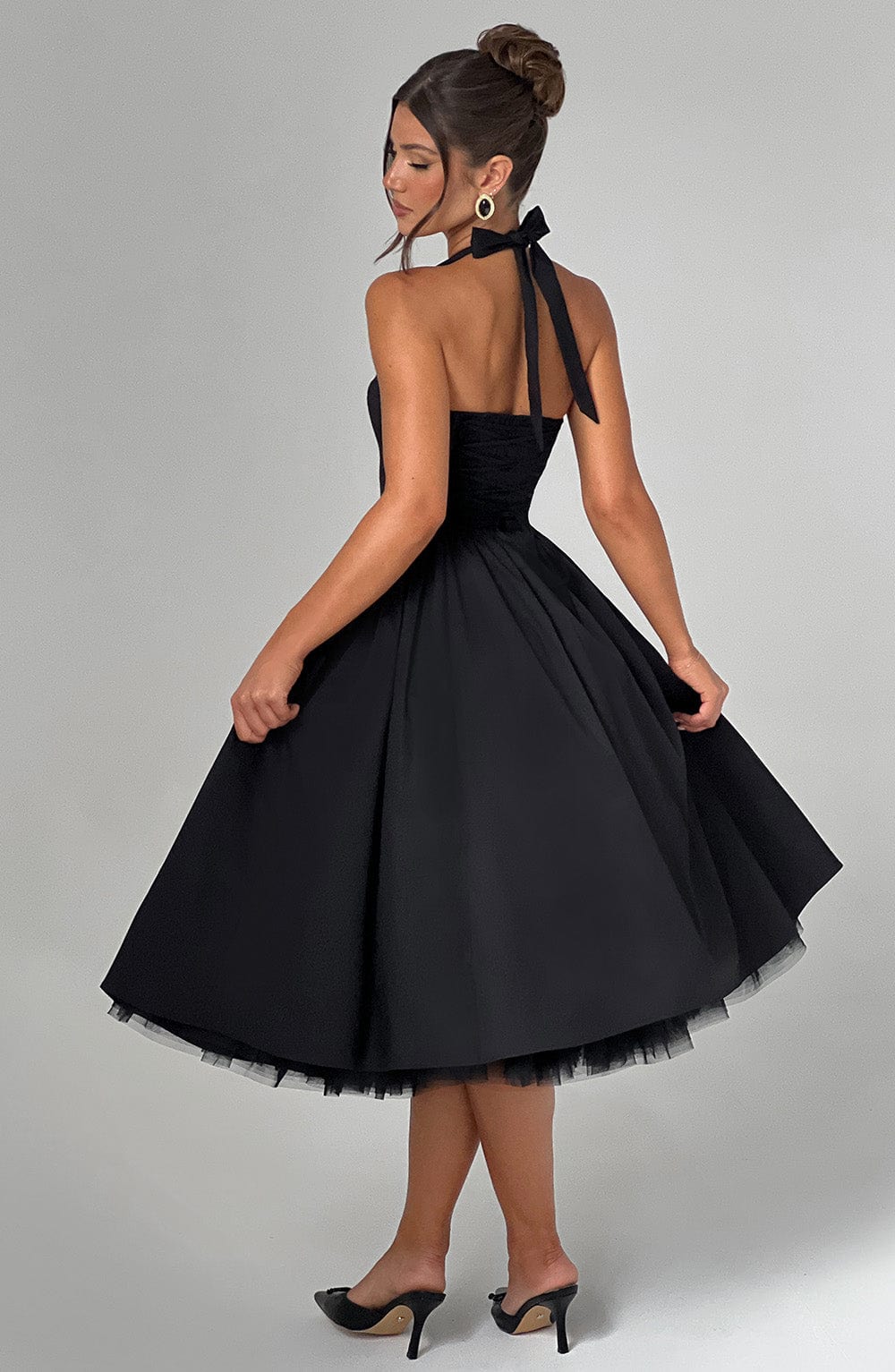 Elisara – Midi Kleid Mit Schnürung Und Korsett Struktur
