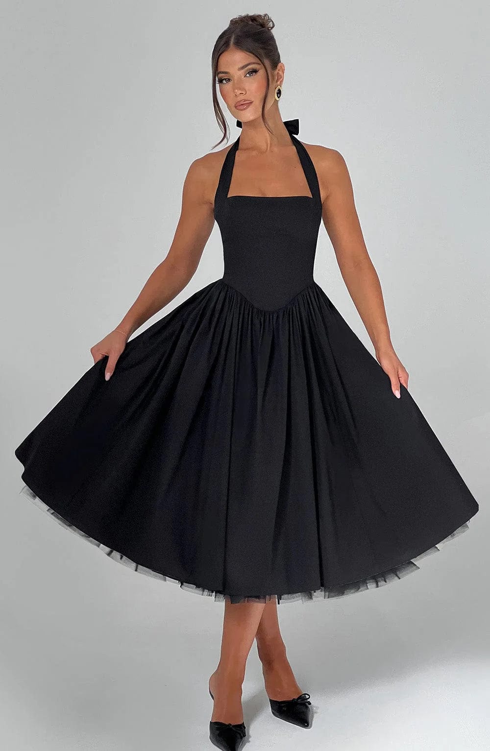 Elisara – Midi Kleid Mit Schnürung Und Korsett Struktur