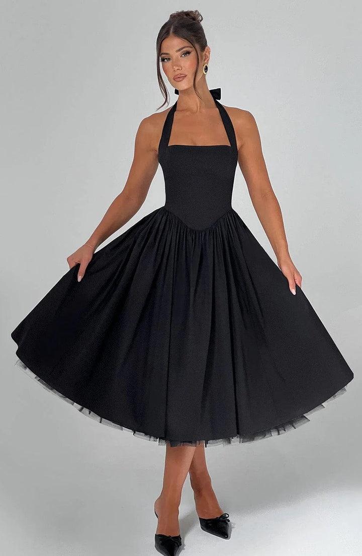 Elisara – Midi Kleid Mit Schnürung Und Korsett Struktur